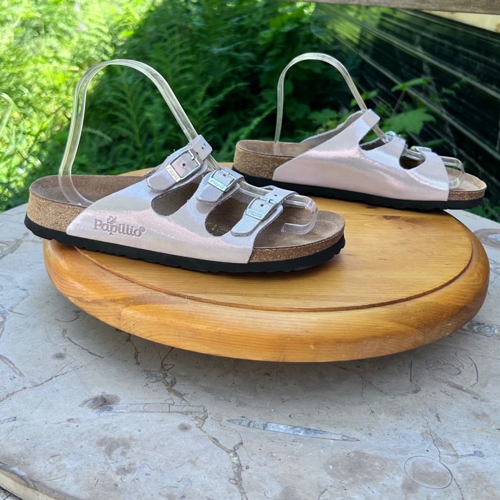 Florida Pearl Sandals Womens 38 White Iridescent Metallicโ Birkenstock Papillio